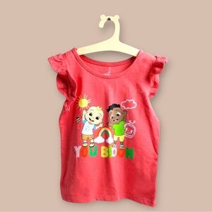 [KID] COCOMELON 4T Salmon Pink Graphic Tee NWT | Toddler Cotton Blend